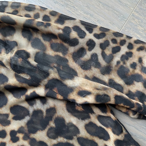 Ronny Kobo Collective Leopard Mesh Midi Dress Long Sleeve - Size XS - Picture 6 of 12